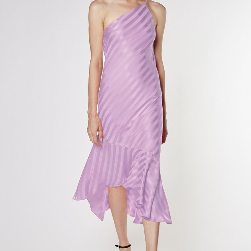 ONE SHOULDER RUFFLED DRESS - LILAC